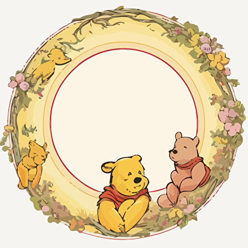 Winnie the Pooh, round frame vector,
