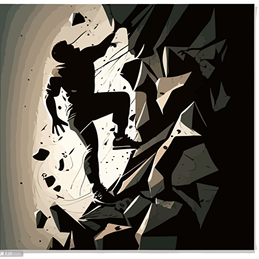 an illustration of a climbing wall .vector. Moody. Contrasting shadows.detailed.