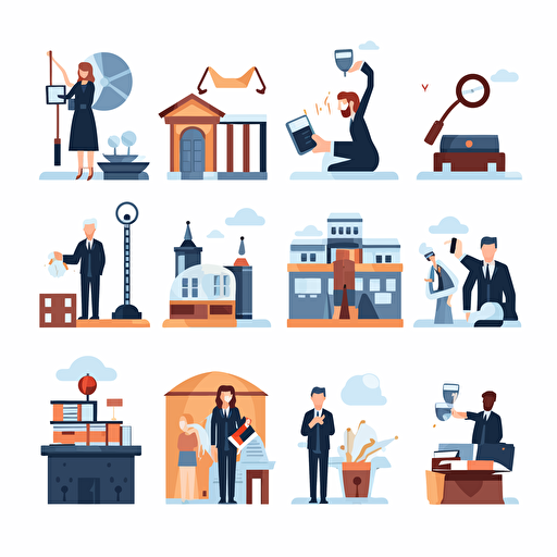 flat vector illustrations related to Law and justice