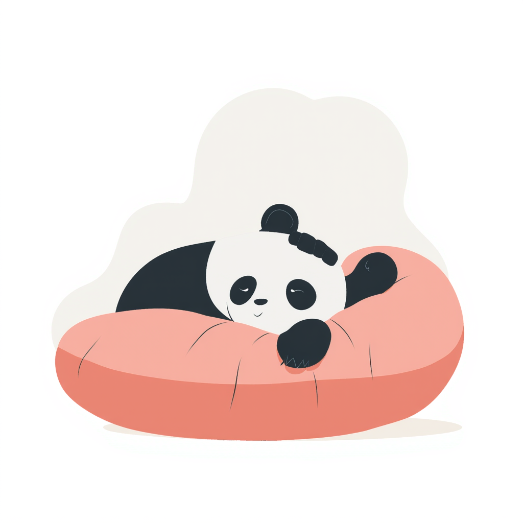 a panda sleeping on a 