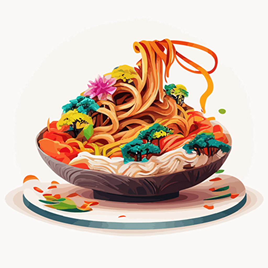 tasty colorful yakisoba vector illustration white background