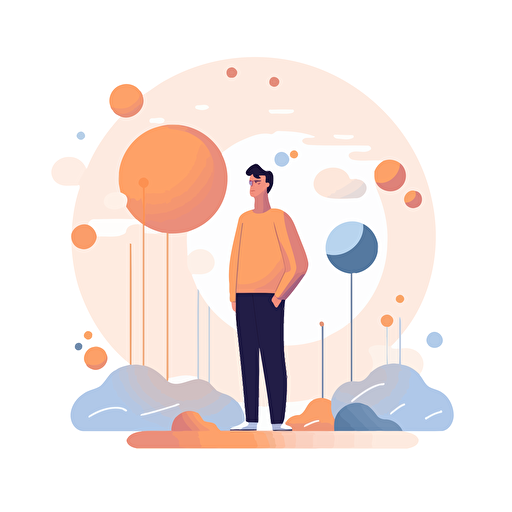 illustration of "lack of focus and motivation". Style: flat vector simplistic illustration in pastel colors with white background