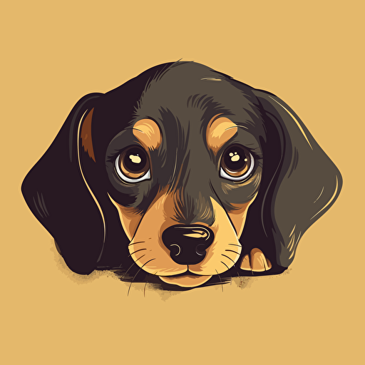 cute puppy dachshund, vector, puppy eye, happy, laughing
