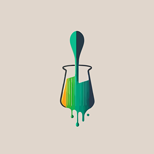 logo design that incorporates a beaker and a paint brush. Minimalistic vector design 2d
