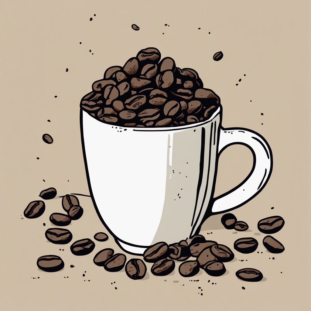 Freshly ground coffee beans, illustration in the style of Matt Blease, illustration, flat, simple, vector