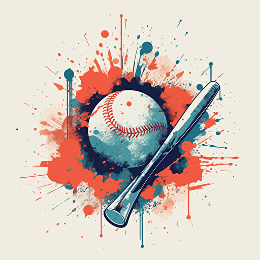 vector illustration of a baseball being hit by a baseball bat in red, white and blue colors