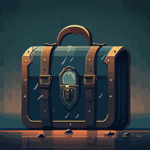 an illustrated scene of a closed briefcase. Vector. Moody.