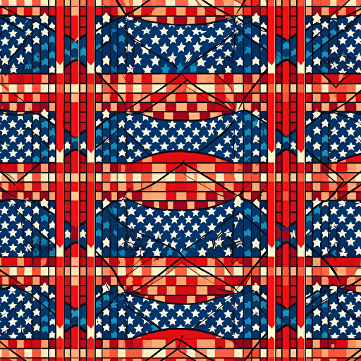 vector illustration, continuous repeating pattern of America flag design pattern, in vivid colors