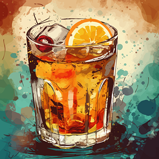 old fashioned cocktail,vector shapes, abstract paiting,vector,high detail