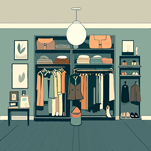 A VECTOR illustration of an inside of a clothing shop