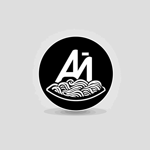 combination mark logo, abstract, text is “AiZ”, a bowl of ramen with meat and vegetables, looks delicious, geometric type for modern logo, vivid, vector, simple, flat, plain,smooth, low detail, minimal, white background