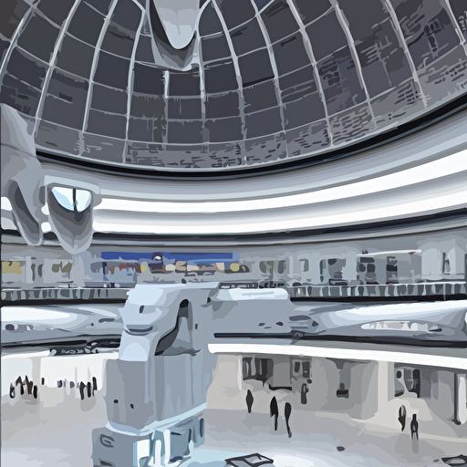 minimalist modern shopping mall interior high tech industrial maschinen krieger mri machine millennium falcon space station massive pillars inspired zaha hadid dubai london foster partners calatrava generative design grasshopper 3d