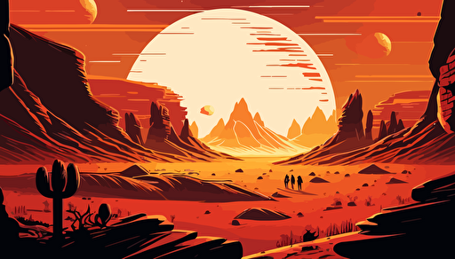 mars landscape,mountians,planets,anime style,comic,vector,