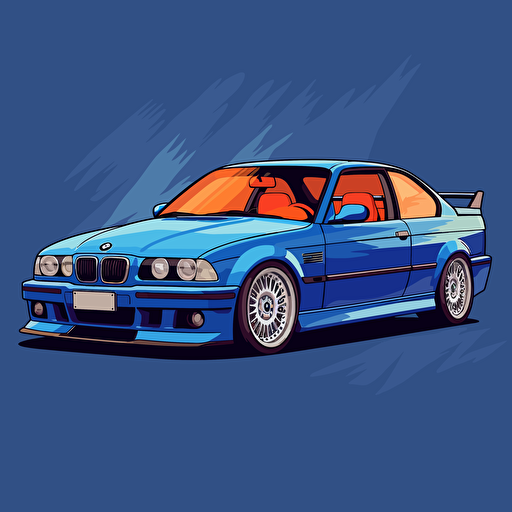 a painted vector image of an estoril blue BMW E36 M3