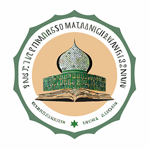 simple flat logo of educational center located in uzbekistan with logo and book on the logo , white background, vector style