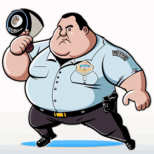 logo,mascot, simplistic, chubby policeman catching an nfl footbal, vector, white background