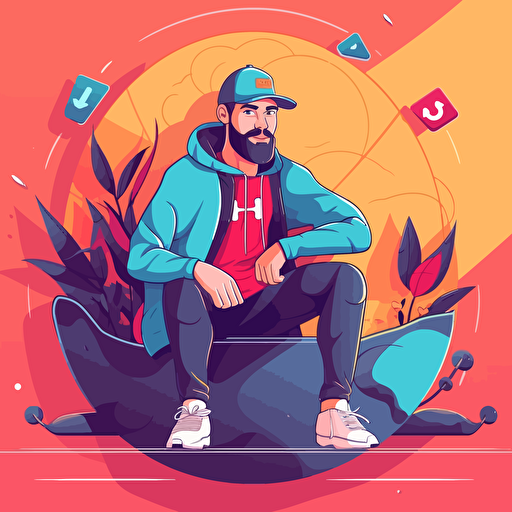 promotion of a new tiktok channel: vector art, flat style