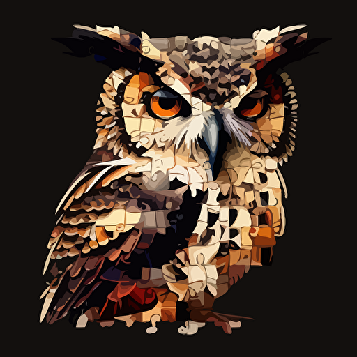 a vector image of an owl. Logo design. Made of jigsaw pieces