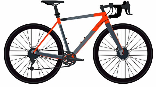 gravel bike, bright colors, white background, detailed, flat image, vector