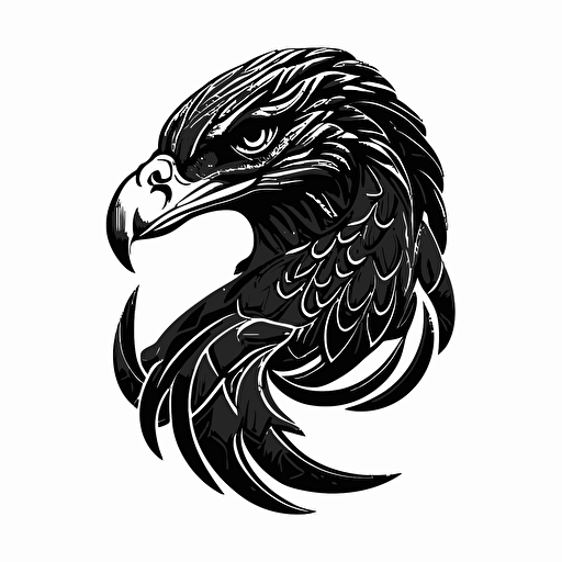 simple mascot retro iconic logo of eagle with snake black vector, on white background