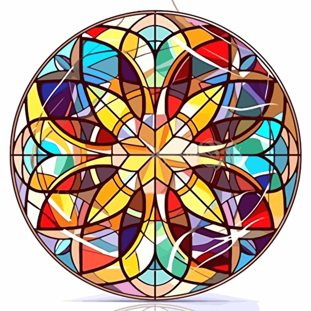 vector logo for spiritual energies flow, stained glass, white background