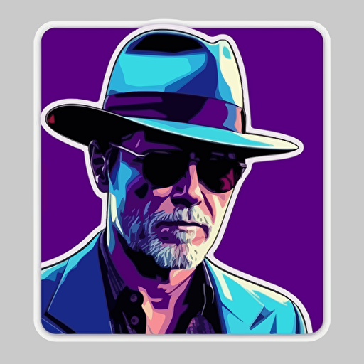 vector art style, use blues and purples, in the style of Michael Parks, sticker