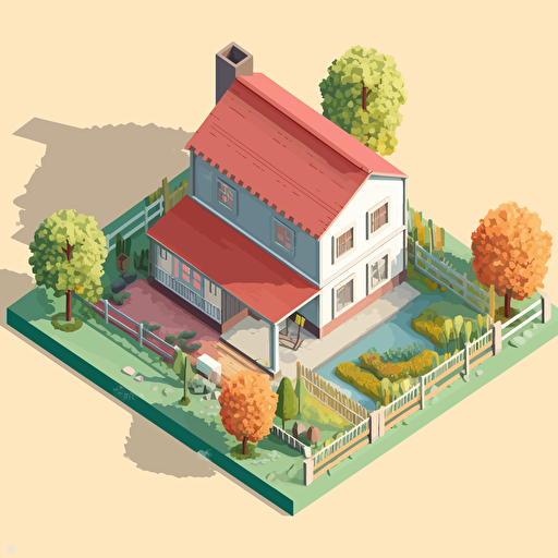 modern farm house. isometric view. minimal vector design.