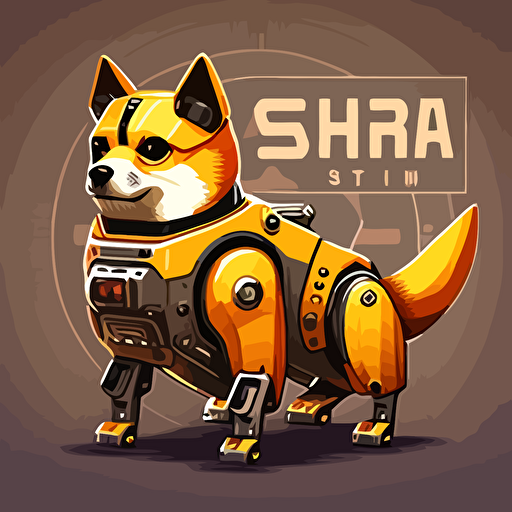 shiba inu robot, vector style, simple, logo, front on