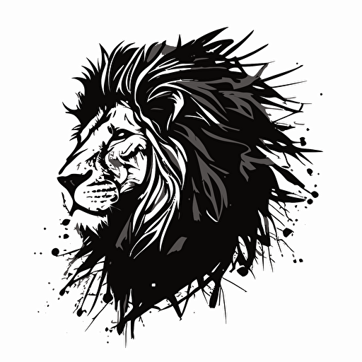 Malika Favre iconic logo of lion, black vector, on white background