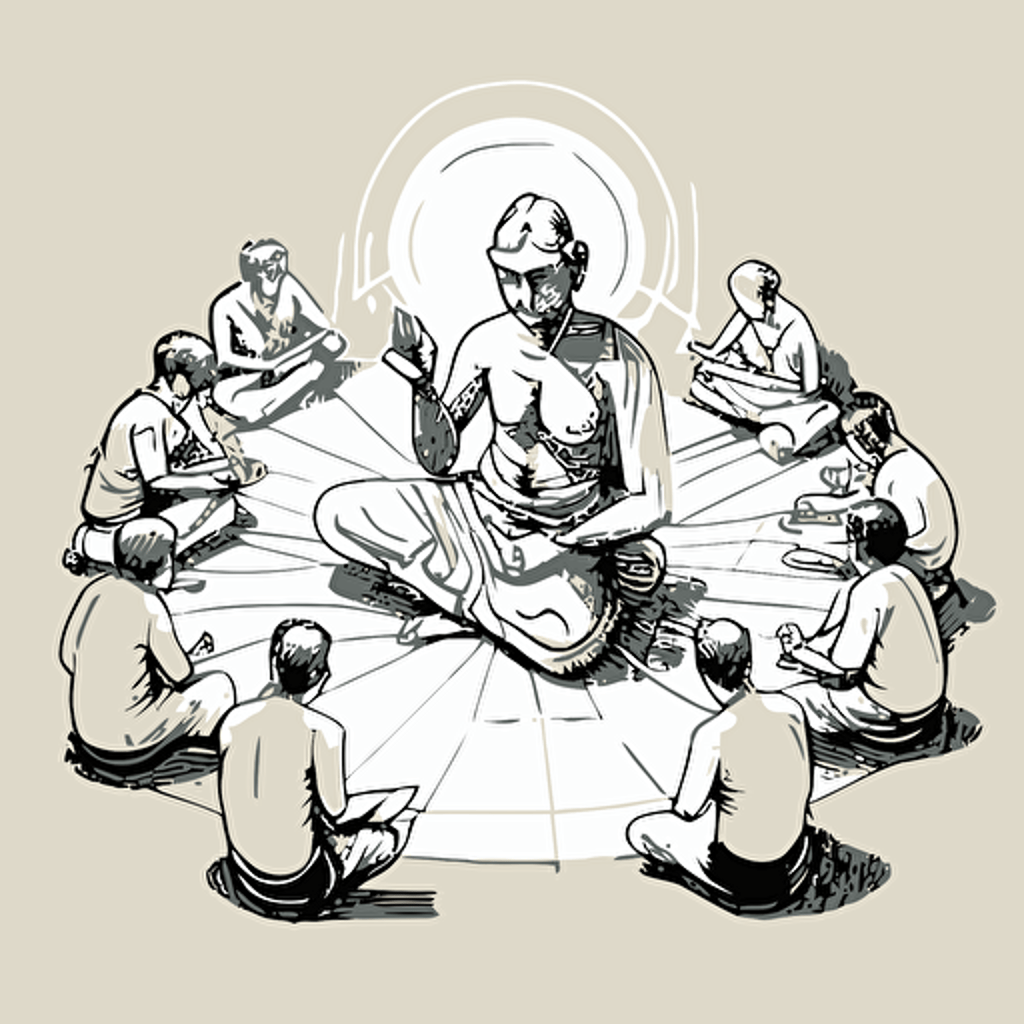 being a moderating influence the idea of restraint and patience asana shankara upanishad ved meditation isometric hand drawn sketches line drawing illustration vector
