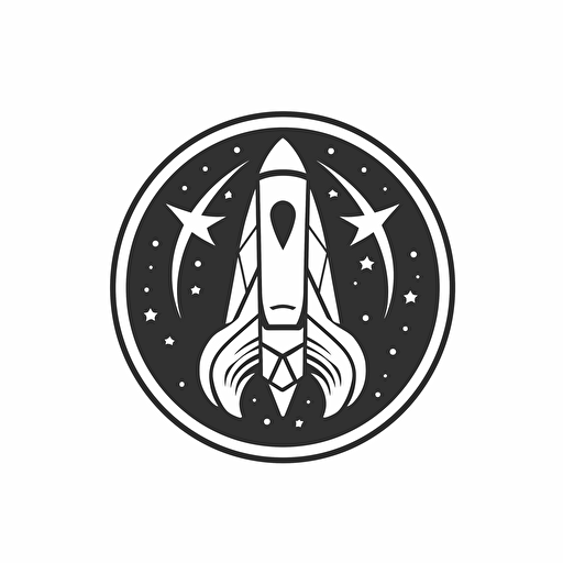 logo for a rocket company caled ARC, simple design, vector image, monochromatic