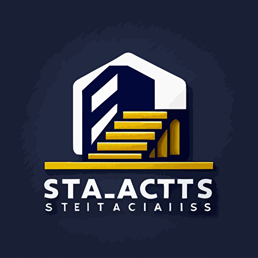 logo with stairs factory, simple, only logo with no word,vector, main color dark blue, sub color white & yellow
