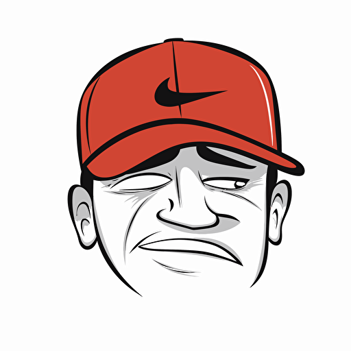 vector image of a black face sketch with a sad teary eyes and an happy smiling mouth wearing a red visor cap on white background
