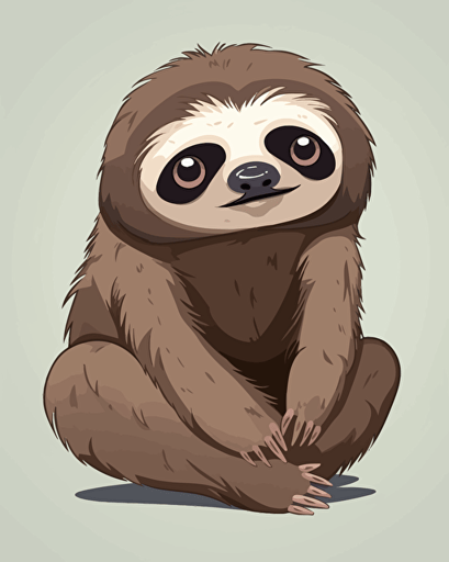 vector illustration sad and cute of a sloth, cartoon style