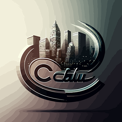 modern, vector, logo for radio station, skyline, letter c