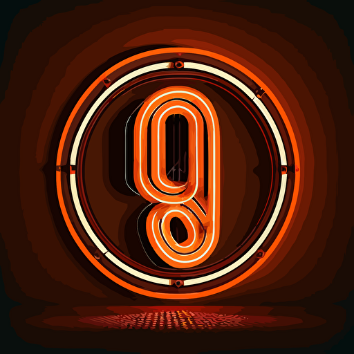 letter "O", logo, rock n roll style, warm neon light , minimal, vector, simple, flat,