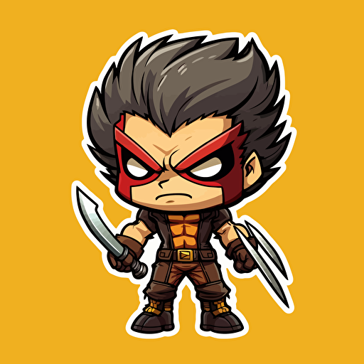 cute chibi wolverine sticker vector hq art