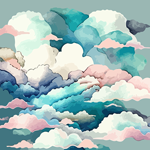 watercolor, clouds, vector image, tile, pattern