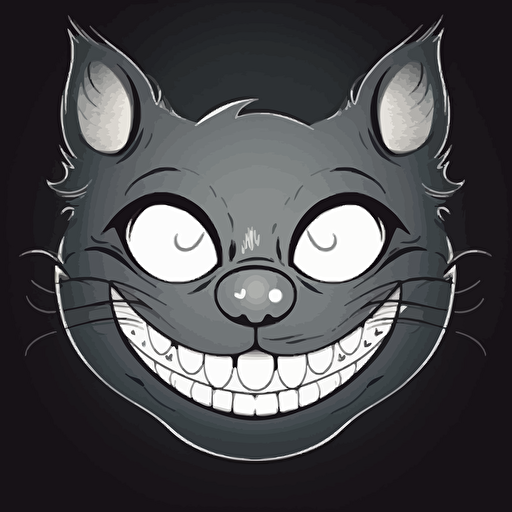 face of cartoon cat , creepy smile , disney style , vector art