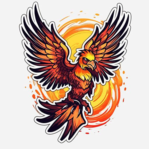 sports logo of a phoenix, highly detailed, vector art, defined sticker cutout, plain white background, 32k