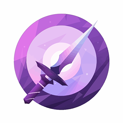 circular vector icon, white background, magical purple dagger