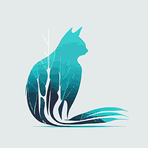 winter cat in minimal logo design, vector art, abstract