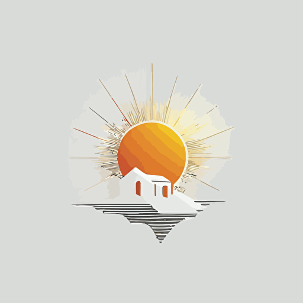 minimalist vector real state logo, including only air waves and sun, white background