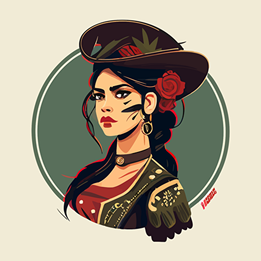 flat vector illustration of a female bandita