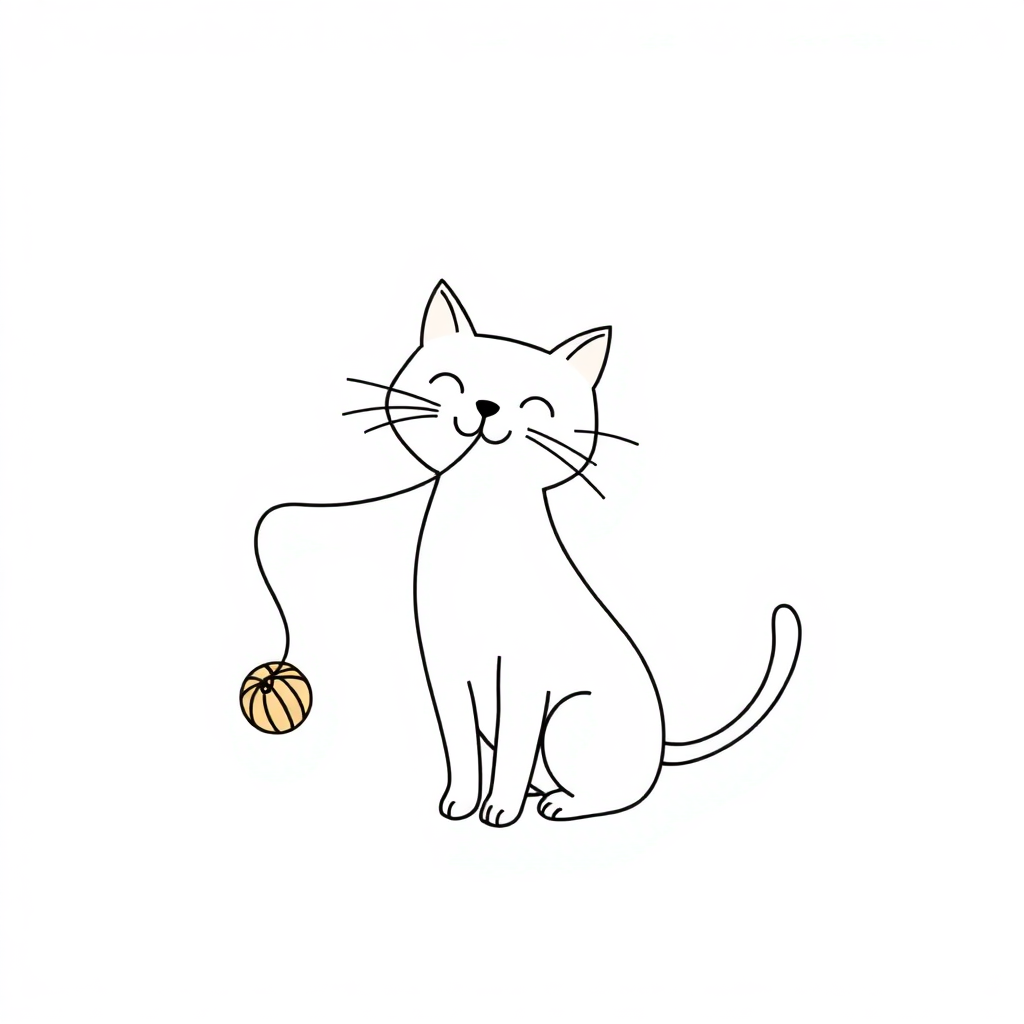 cat with a ball on a string