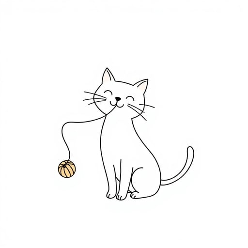 cat with a ball on a string