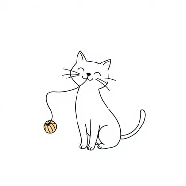 cat with a ball on a string