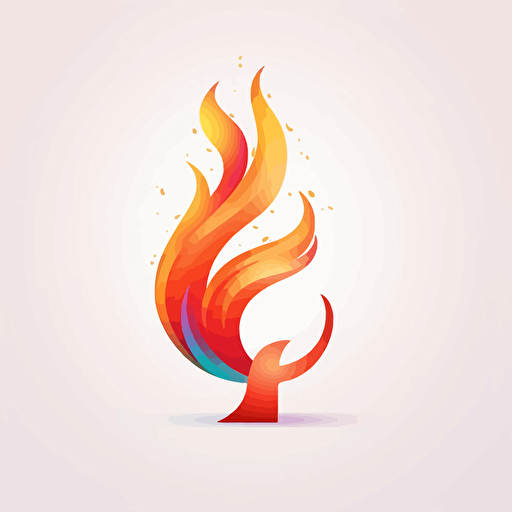 Create a minimalistic vector illustration of a flame on a white background, incorporating the letter "E" seamlessly within the design of the flame itself.