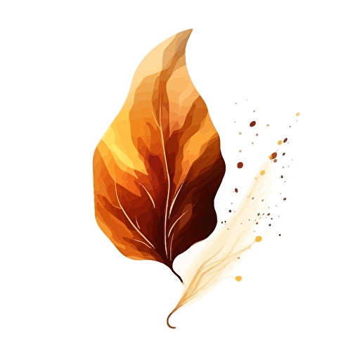 a falling autumn leaf, sleek minimalist design, orange and brown, fluid vector art