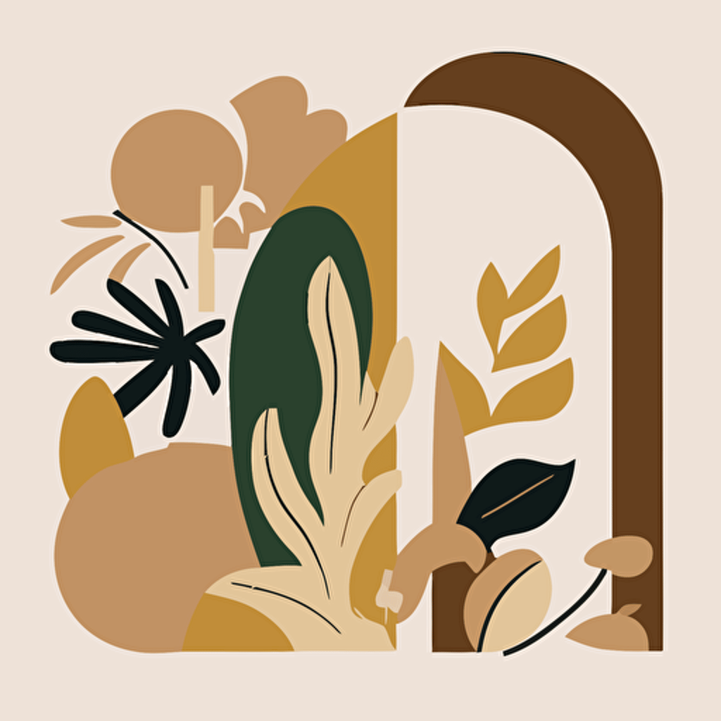 Matisse inspired vector shape, 2D, earth tone